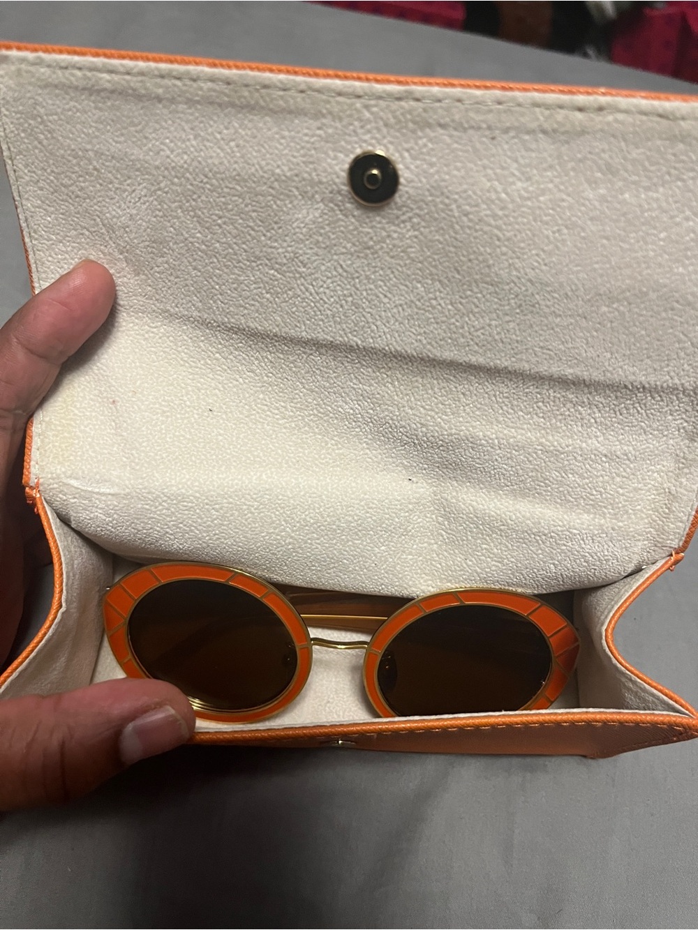 Tory Burch Women's Round Orange Sunglasses in Case